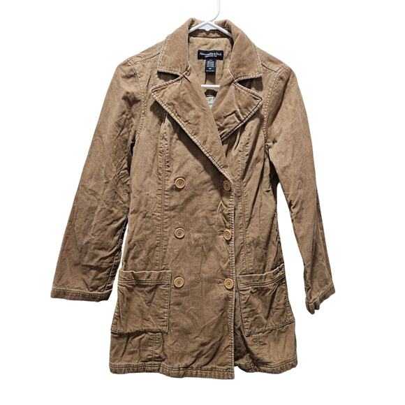 Abercrombie & Fitch Jackets & Blazers - Vintage Abercrombie & Fitch Corduroy Tan Double Breasted Jacket Coat Size XS